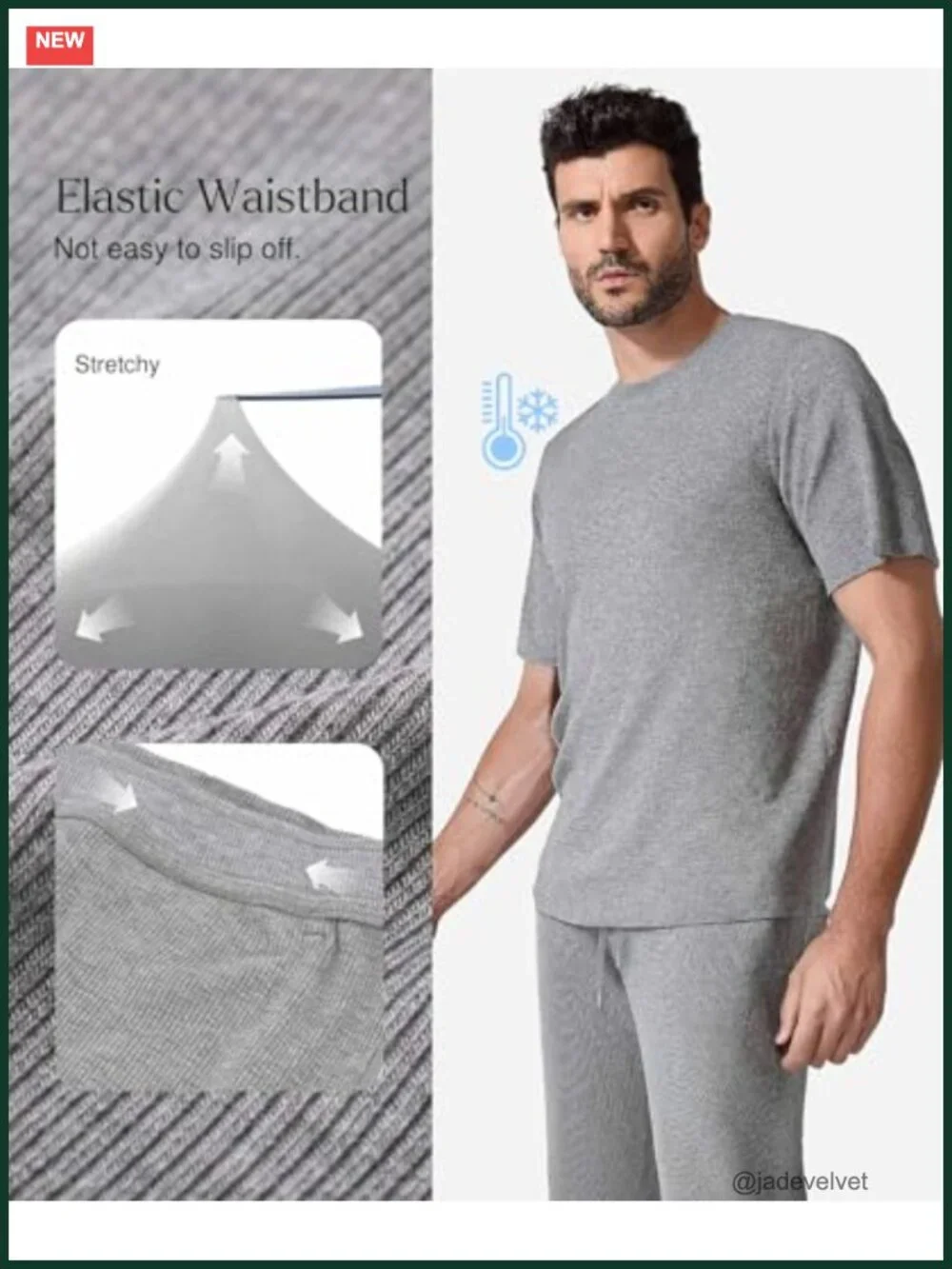 Men's Modal Pajama Set Short Sleeve Crewneck Lounge Set with Pockets